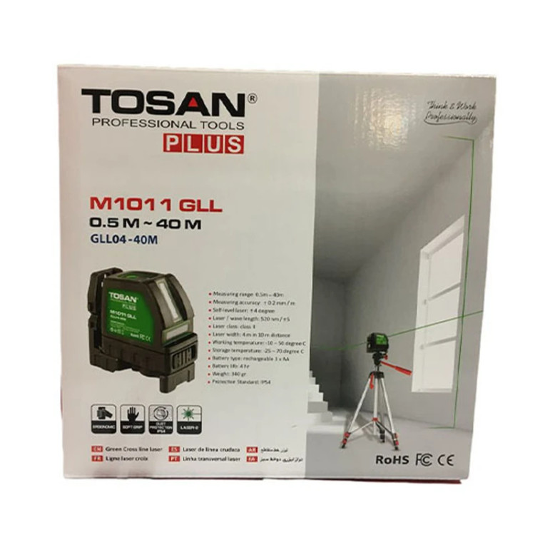 تراز لیزری دو خط کامپکت سبز توسن مدل M2011 GLL